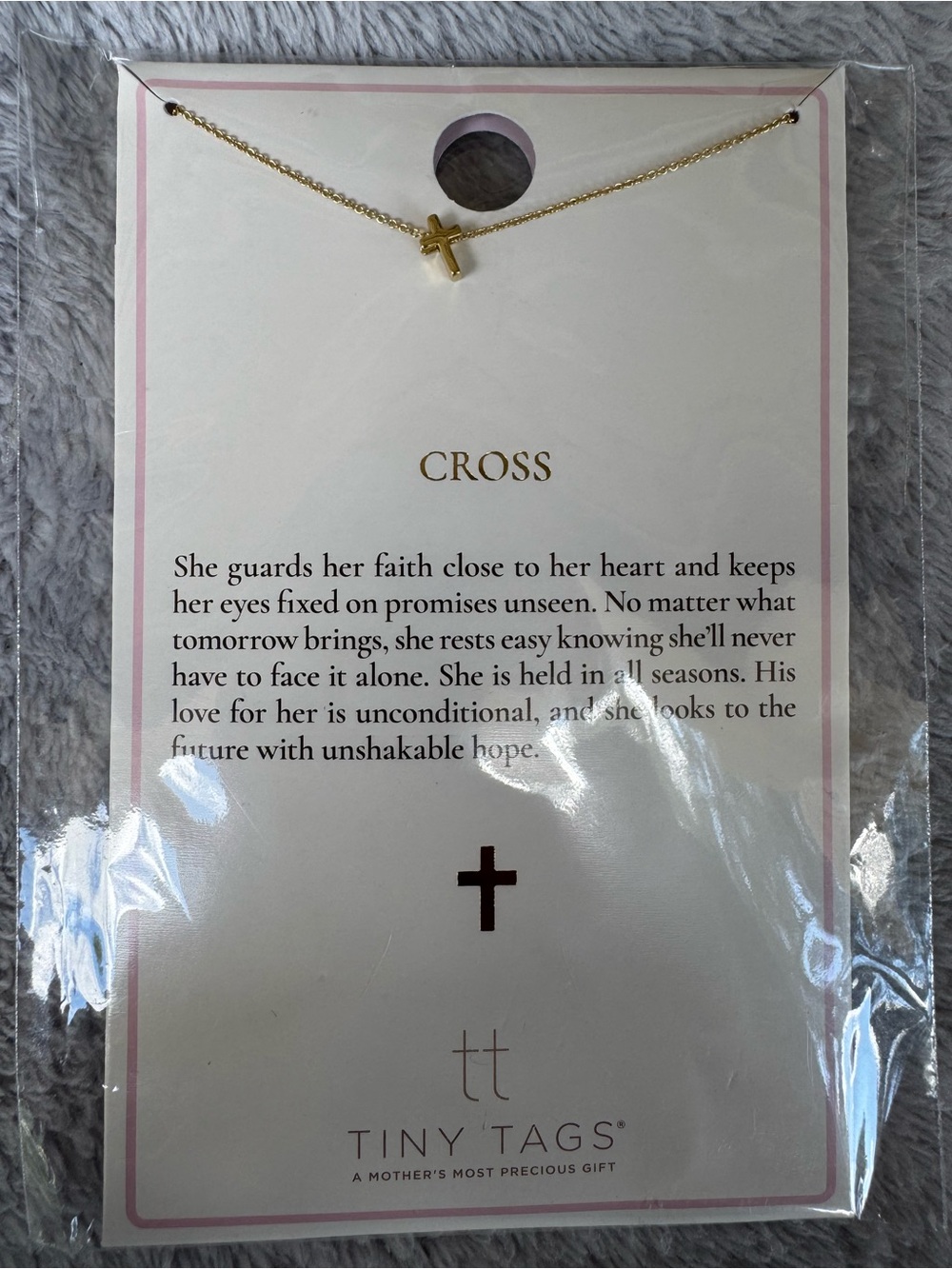 Tiny Tags 14k Gold Ion Plated Cross Charm Necklace